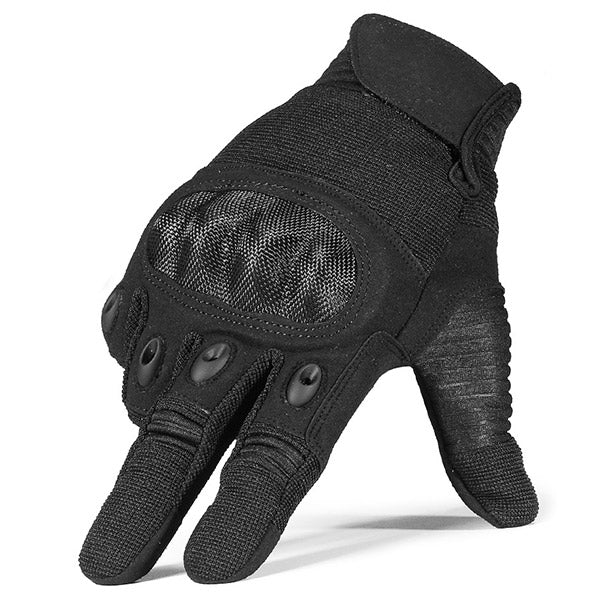 Black Full Finger Tactical Gloves with Knuckle Armor