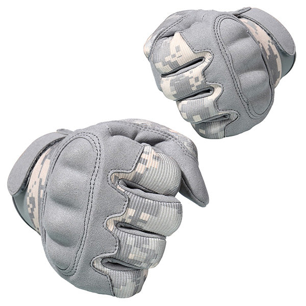 Grey Digital Camo Tactical Gloves with Knuckle Protection