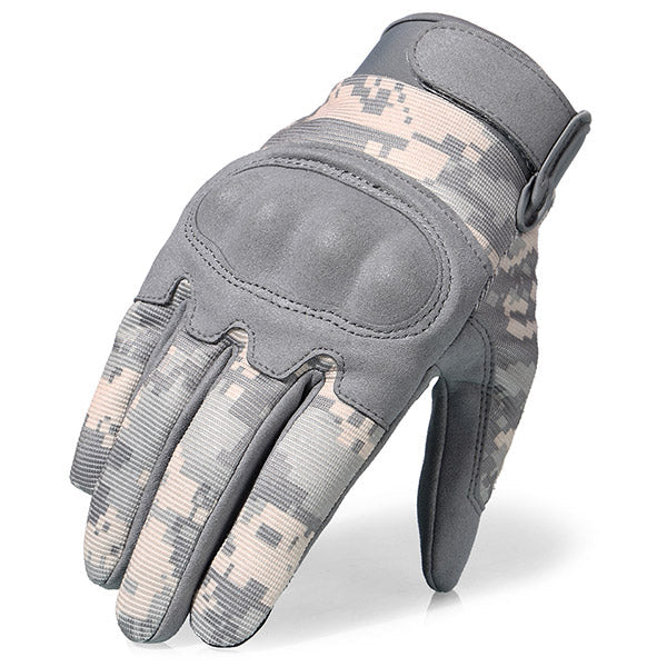 Grey Digital Camo Tactical Gloves with Knuckle Protection