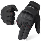 Black Windproof Riding Gloves with Padded Knuckles