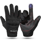 Black Windproof Riding Gloves with Padded Knuckles