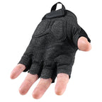 Black Padded Fingerless Mesh Workout Gloves