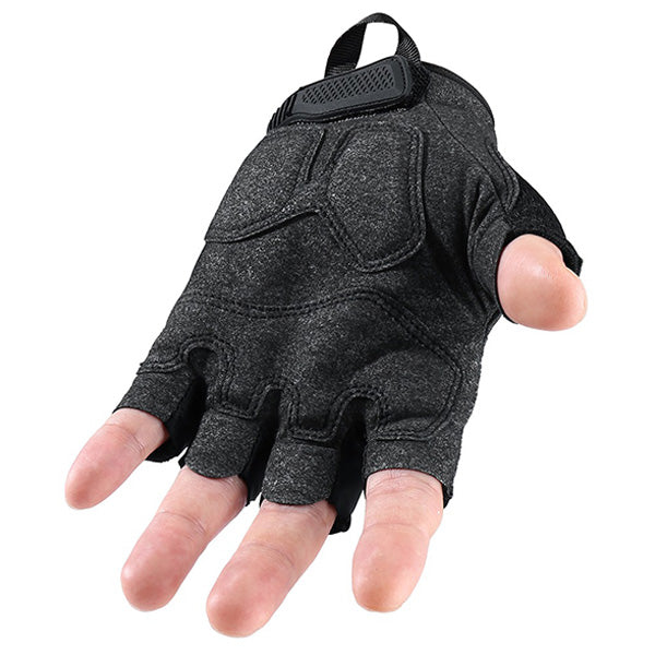 Black Padded Fingerless Mesh Workout Gloves