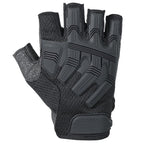Black Padded Fingerless Mesh Workout Gloves