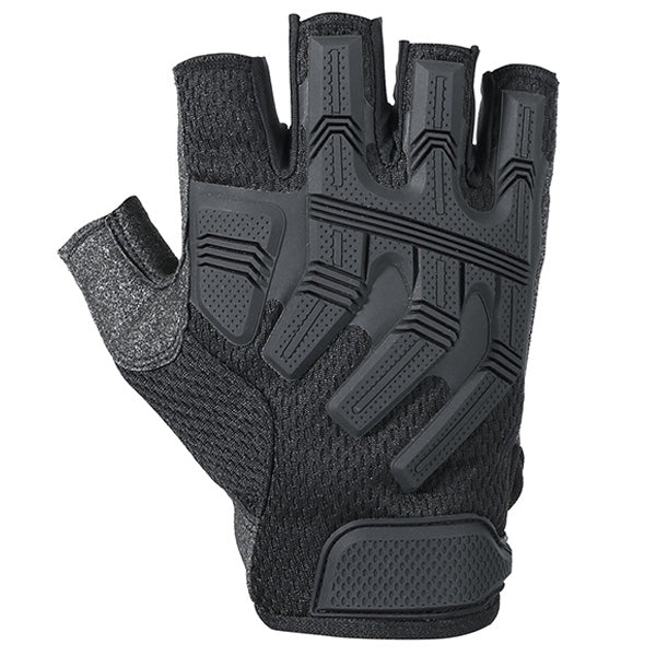 Black Padded Fingerless Mesh Workout Gloves
