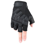 Black Padded Fingerless Mesh Workout Gloves