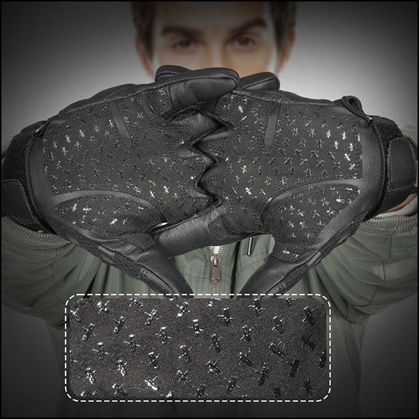 Heavy-Duty Black Tactical Gloves with Knuckle Armor