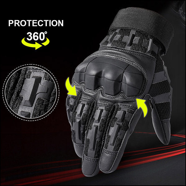 Heavy-Duty Black Tactical Gloves with Knuckle Armor