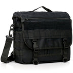 Black Tactical Messenger Bag with MOLLE