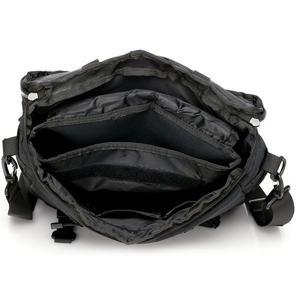 Black Tactical Messenger Bag with MOLLE