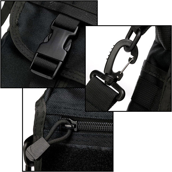 Black Tactical Messenger Bag with MOLLE