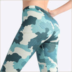 Women's Blue Camo Dotted Athletic Leggings