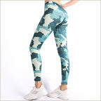 Women's Blue Camo Dotted Athletic Leggings