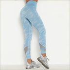 High-Waisted Light Blue Camo Mesh Leggings