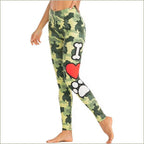 Women's Green Camo I Love Dog Leggings