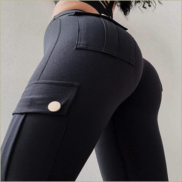 Women's Black High Waisted Cargo Leggings