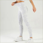 Washed White Pattern High Waisted Workout Leggings
