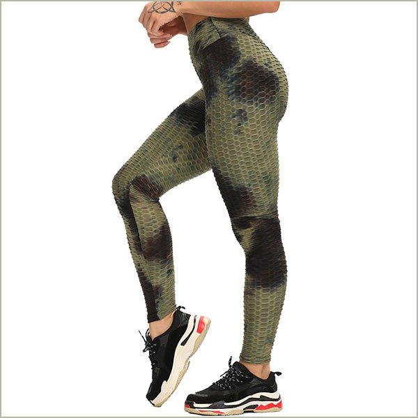Women's Olive Green Camo Honeycomb Butt Lift Leggings