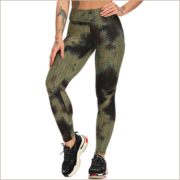 Women's Olive Green Camo Honeycomb Butt Lift Leggings