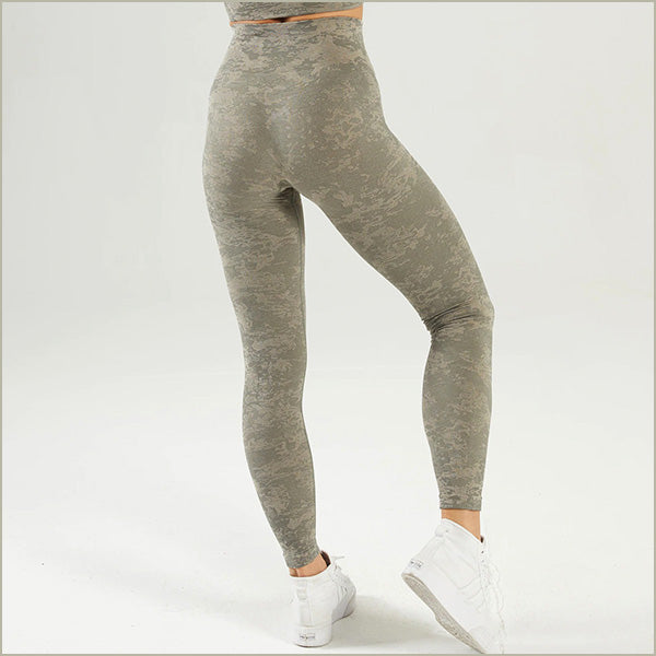 High-Waisted Olive Green Abstract Camo Leggings