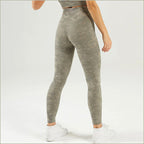 High-Waisted Olive Green Abstract Camo Leggings