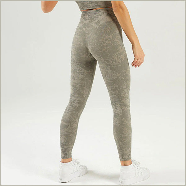 High-Waisted Olive Green Abstract Camo Leggings