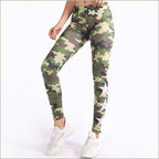 Green Camouflage Textured Knit Leggings
