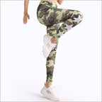 Green Camouflage Textured Knit Leggings