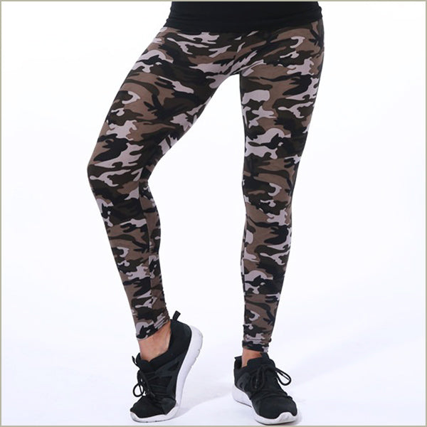 Slim-Fit Brown Camouflage Athletic Leggings