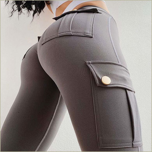 Women's Dark Gray Contouring Cargo Leggings