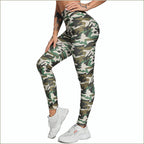 Textured Green Camo Scrunch Butt Leggings