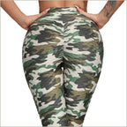 Textured Green Camo Scrunch Butt Leggings