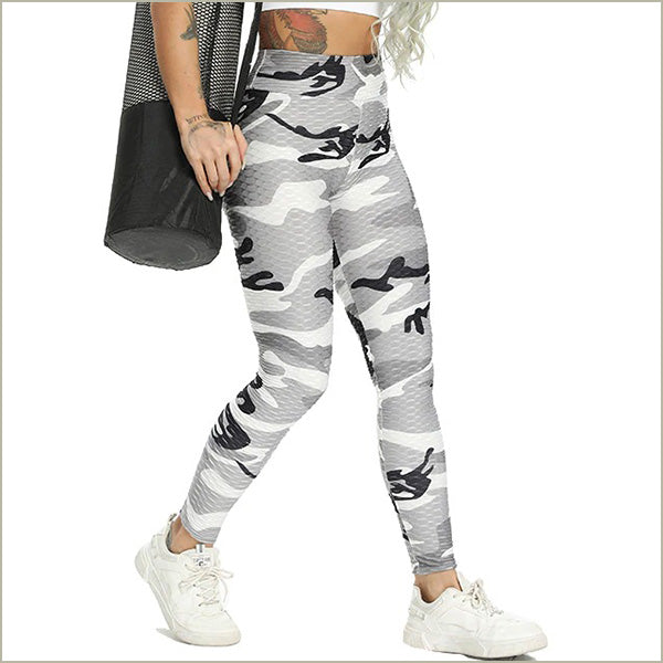 Textured Grey Camo Scrunch Butt Yoga Leggings