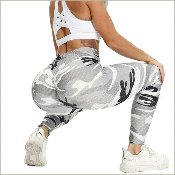 Textured Grey Camo Scrunch Butt Yoga Leggings