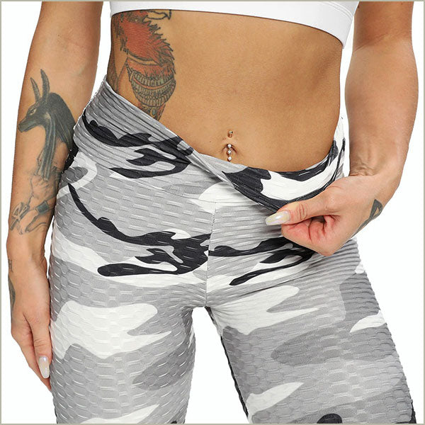 Textured Grey Camo Scrunch Butt Yoga Leggings