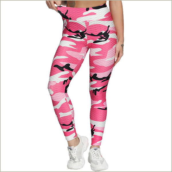 High Waisted Pink Camo Scrunch Butt Leggings
