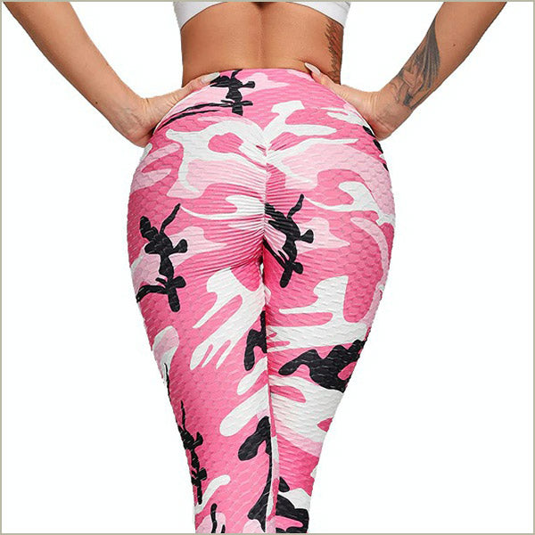 High Waisted Pink Camo Scrunch Butt Leggings