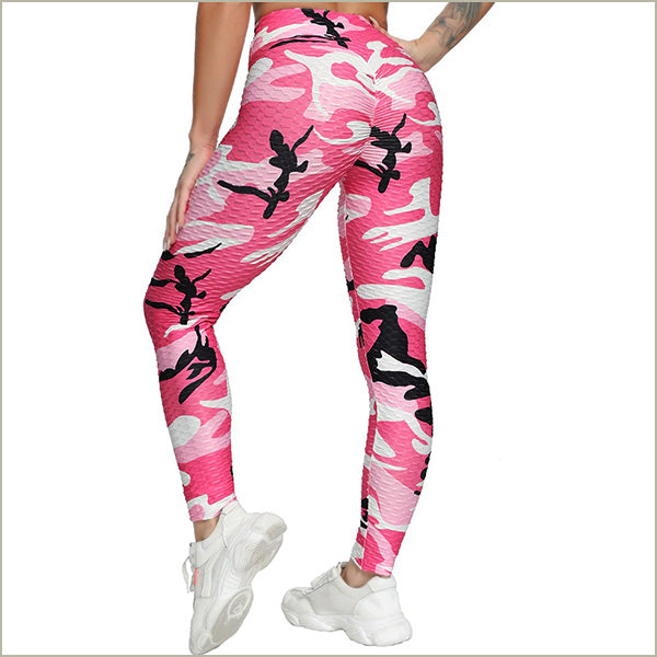 High Waisted Pink Camo Scrunch Butt Leggings