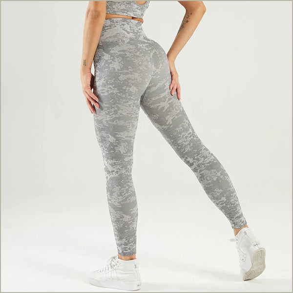 Women's Seamless High-Waist Gray Camo Leggings