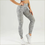 Women's Seamless High-Waist Gray Camo Leggings