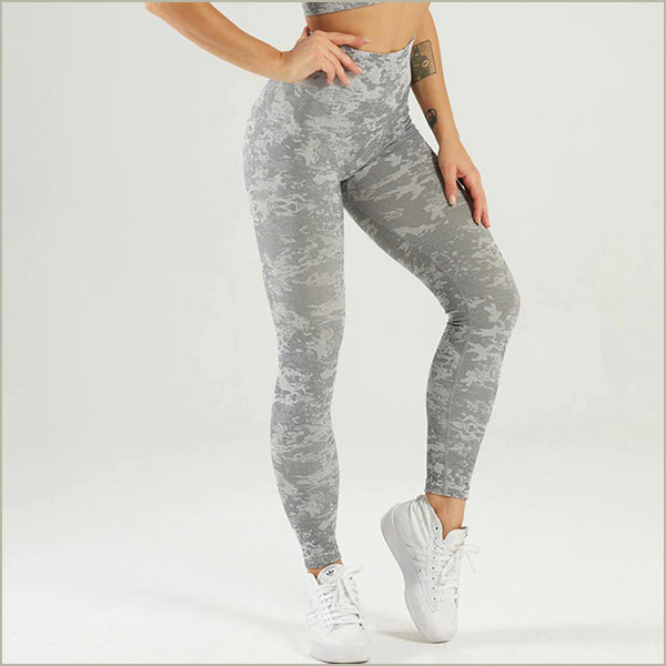Women's Seamless High-Waist Gray Camo Leggings