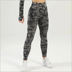 Seamless High-Waisted Dark Grey Camo Leggings