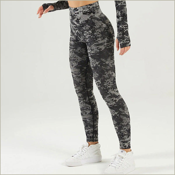 Seamless High-Waisted Dark Grey Camo Leggings