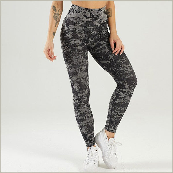 Seamless High-Waisted Dark Grey Camo Leggings