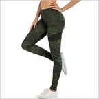 Women's Olive Green Abstract Camo Workout Leggings