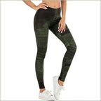 Women's Olive Green Abstract Camo Workout Leggings