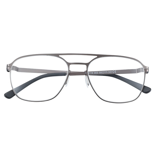 Dark Grey Metal Semi-Rimless Aviator Eyeglasses