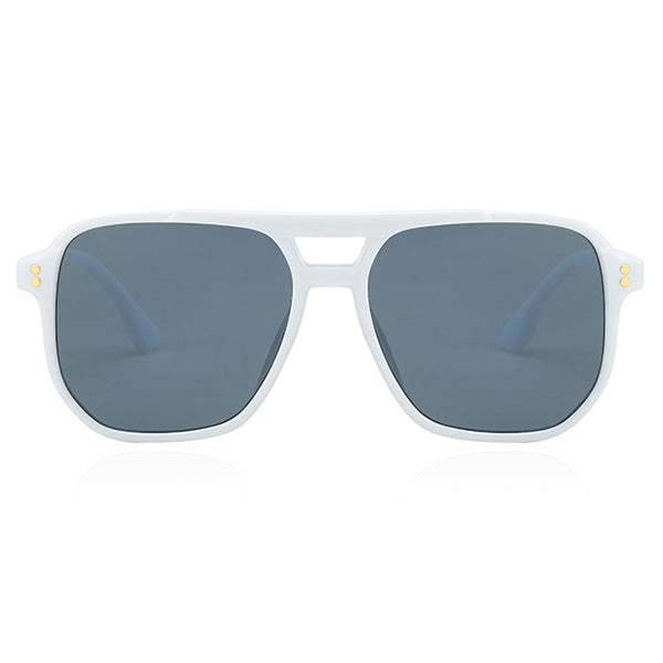 Bold White Oversized Flat Top Sunglasses