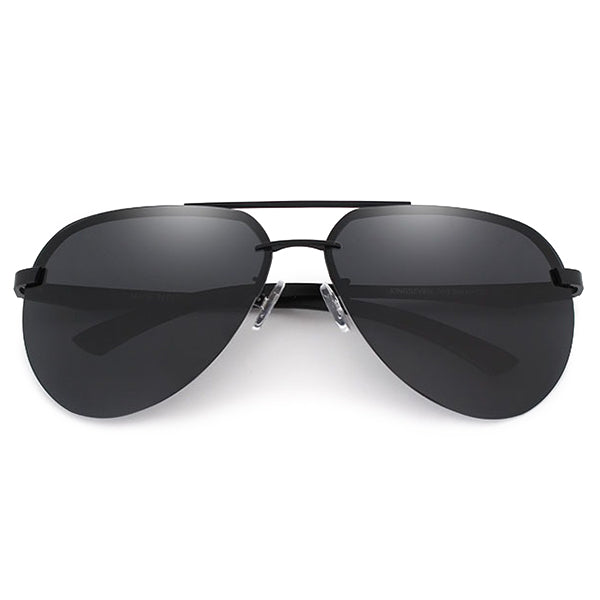 Matte Black Rimless Aviator Sunglasses