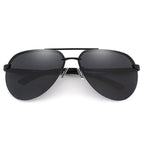 Matte Black Rimless Aviator Sunglasses